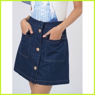 ☑ ✲ ∆ Plains & Prints X Mark Nicdao Manila Ongpin Denim Skirt (Navy Blu)