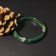 菠菜綠玉髓手鐲花紋精緻天然瑪瑙手環禮盒