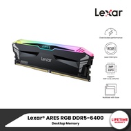 Lexar ARES RGB DDR5 6400 Desktop Memory 16GB OC+RGB Black (LD5EU016G-R6400GDLA) แรมพีซี มาพร้อมไฟ RG