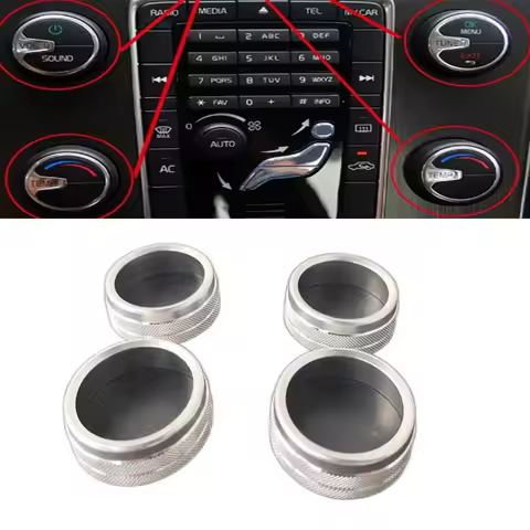 4PCS Aluminum Alloy For Volvo S60 V60 XC60 V40 S80 V70 Central Control Air Conditioning Heat and Vol
