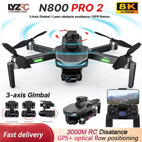New N800 Pro 2 GPS Drone Professional 8K HD Camera With Obstacle Avoidance 3-Axis Gimbal Aerial 5G W