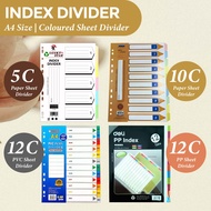 A4 Size Index Divider Paper Index Divider // Thin PVC Paper Index Divider // Thick PP Index Divider 