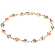 Barzel 18K Gold Plated Gold and Multi Color Crystal Baguette Anklet