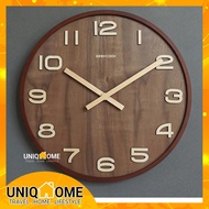 UNIQHOME Wall Clock Wooden Wall Clocks Wooden Wall Clock Digital wall Clocks Home Clock Office Clock Walnut WoodClock