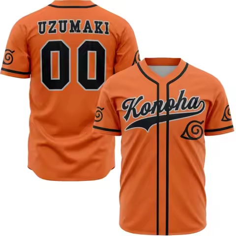2026 New Arrival: Japanese Streetwear Brand Naruto Konoha Village Themed Baseball Shirt, Naruto's St