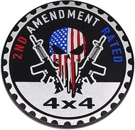 2ND Amendment Badge Rated Car Emblem, 4 x 4 Metal Automotive Badge, 3D Round Metal Car Badges Emblem