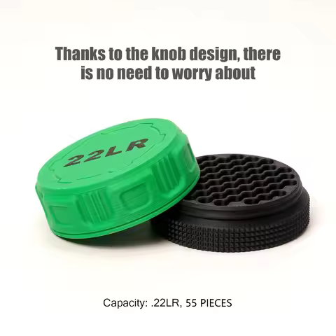 Mini .22LR Ammo Storage Box, Compact Screw-On Lid Ammo Case, Pocket Portable Durable Caliber Carrier
