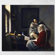 Girl Interrupted At Her Music Jan Vermeer jvr6 Canvas Print