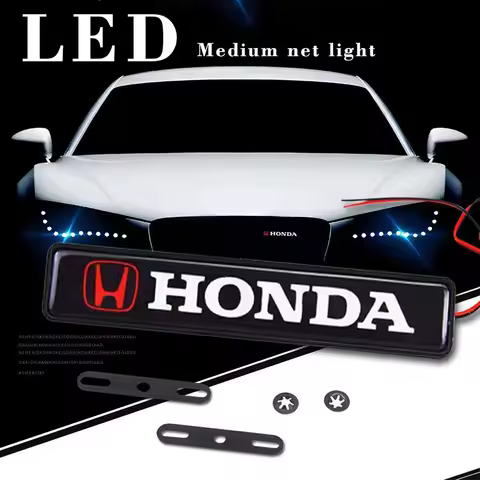 For Honda Logo Accord Odyssey CRV Jazz Pilot Civic City Vezel Crosstour HRV Car Front Grille LED Emb