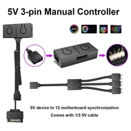 5V 3Pin ARGB to 12V 4 Pin RGB Light Transfer Chassis Fan Converter 3-Way Splitter for 3-Pin RGB Moth