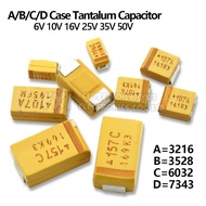10PCS A B C D Case Tantalum capacitor 6V 10V 16V 25V 35V 50V 0.1UF 1uf 2.2UF 4.7UF 10UF 22UF 33UF 47