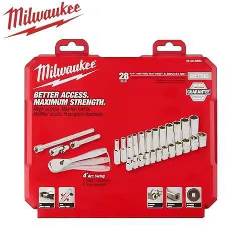 Milwaukee 48-22-9504 Metric 1/4" Drive 28pc Ratchet & Socket Set MILWAUKEE Power Tool Accessories 49