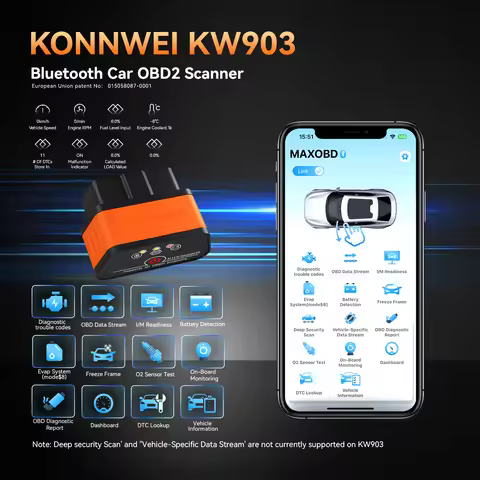 KONNWEI KW903 ELM327 v1.5 Bluetooth 5.0 Car OBD2 Scanner For Android iOS OBD 2 Car Code Reader Autom