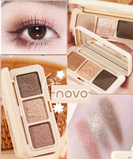 อายแชโดว์ NOVO Milk sugar cube Eyeshadow Palette 3 colors พาเลททาตาอายแชโดว์ 3 สี เนื้อใยไหม เนื้อแม