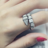 Luxury Designer Real 925 Sterling Silver Full Stone Wide Snake Shaped Open Rings Real Gold plated Je