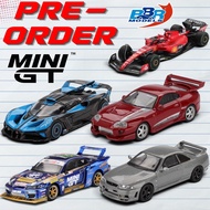 Pre-Order MINI GT & BBR MODELS-TOYOTA SUPRA SILVIA S15 LBWK F1 FERRARI BUGATTI SKYLINE GTR R33 Scale