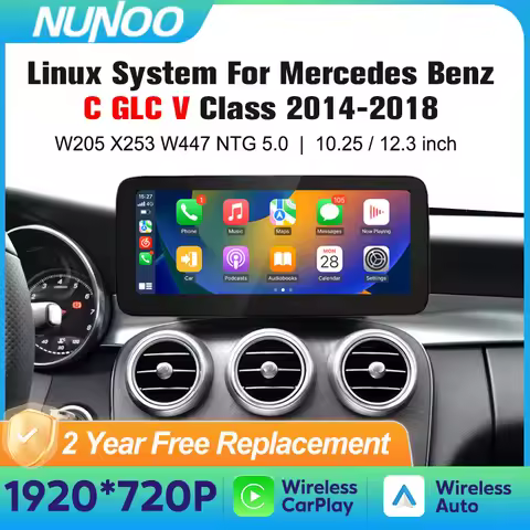 Wireless Carplay Screen For Mercedes C Class W205 GLC X253 C180 C200 300 350 2015-2018 Car Multimedi