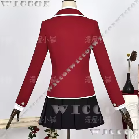 w;3.c\6;h'8/Yuzuriha Inori Anime Guilty Crown Cosplay Costume Wig Headwear JK School Uniform Red Dre
