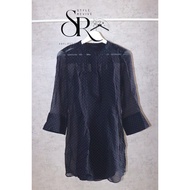 Club Monaco Navy Sheer Polkadot Top – Lightly Used