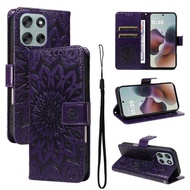 Ready to ship Embossed Sunflower Pattern Flip Leather Phone Case For Motorola Moto G56 5G/Motorola M