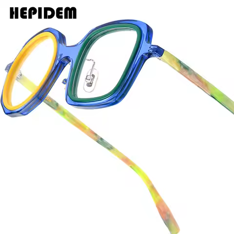FONEX HEPIDEM Acetate Eyeglasses Frame Men New Round Brand Design Glasses Women Retro Vintage Eyewea