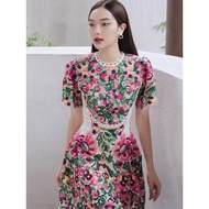 Vietnam Niche Designer Brand 2024 New Style Lace Water-Soluble Flower Big Flower Rose Red Dress