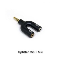 Spliter Audio 2 Mic Splitter Two Microphones Dual AUX