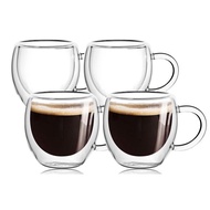2.5oz Double Wall Espresso Cup 4-Piece Set Transparent Espresso Cup with Handle Espresso Cup Espress