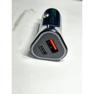 Dual Port Car Charger USB-A + Type-C 15W – Fast Charging 2 Car Devices 12V/24V