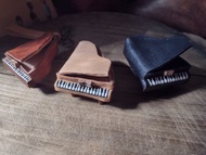 可愛 三色系迷你小鋼琴 純牛皮鑰匙圈- 可刻字