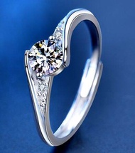 LOVETIA Asli Moissanite S925 0.5CT Sterling Silver Cincin Pasangan desain Khusus Mantra Sihir Cinta Cincin Berlian Terbuka untuk Pria dan Wanita XJA013