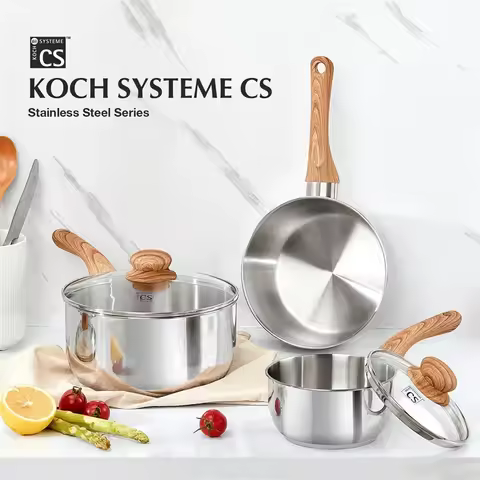 KOCH SYSTEME CS Stainless Steel Saucepan 1QT/2QT/3QT Non-stick Milk Pot with Heat-resistant Bakelite