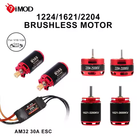 9IMOD Brushless ESC Motor Combo AM32 30A Mini ESC 1224/1621/2204 Outrunner Motor For RC 1/18 1/24 Cr