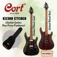 Cort KX300 Etched Electric Guitar Pau Ferro Fretboard with Bag - Etched Black Red / Etched Black Gol