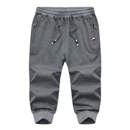 Men's Knitted Sports Pants Cotton Leisure Athletic Seven-cent Pants 3/4 Cropped Trousers Running Pan
