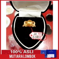 cincin mutiara laut emas 22 karat asli lombok south sea pearl jewelry - hitam 8