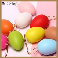 12pcs Mixed Color Plastic Hanging Easter Egg Easter Decoration For Home Kids Children DIY Painting Egg With Rope My living
