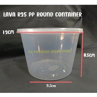 LAVA R25 PP Round Container With Lid (50sets±) R 25 oz Disposable PP Plastic - Bekas Bulat 25oz