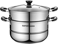 WGHJK Steamer Stainless Steel Two-layer Double-layer Thickening Compound Bottom Steamer Induction Cooker Universal Pot (Size : 26cm)