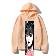 Uzumaki Junji Ito เสื้อฮู้ดกันหนาวมีฮู้ดสไตล์ญี่ปุ่นสีดำผู้ชายกำหนดเองได้แนวสยองขวัญเสื้อกันหนาวมีฮู