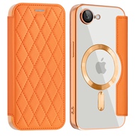 For IPhone 17E 16E Phone Case Luxury Transparent Flip Leather Wallet Surport Wireless Charging Card 