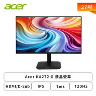 【27型】Acer KA272 G 液晶螢幕 (HDMI/D-Sub/IPS/1ms/120Hz/不閃屏/內建喇叭/三年保固)
