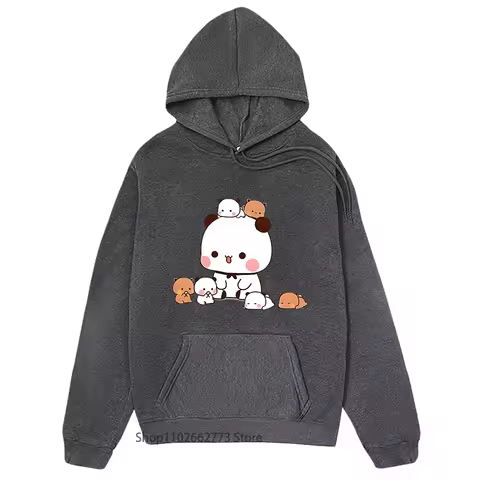 Women Hoodies Bubu and Dudu Sweatshirt Panda Bear Graphic Clothes Kawaii Cute Tops Girl Long Sleeve 
