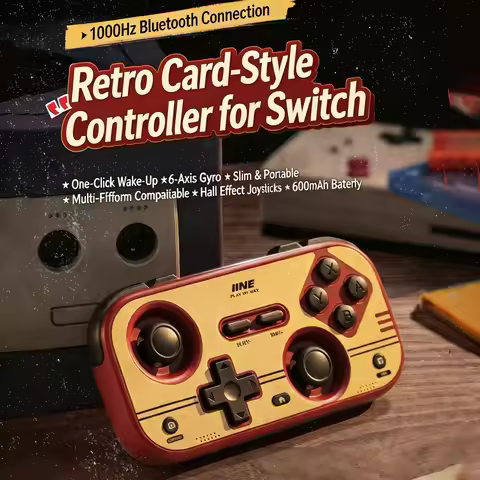 IINE Retro Pocket Retro Game Controller for Switch 2/PC with Hall Effect Joysticks & 6-Axis Gyro Sup