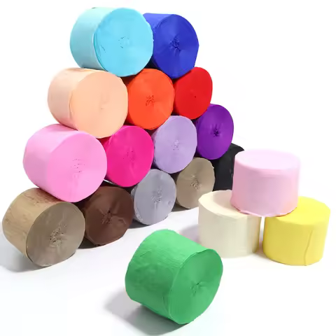 4.5x2500cm Colored Crepe Paper Roll Origami Crinkled Crepe Paper Craft DIY Flowers Decoration Gift W