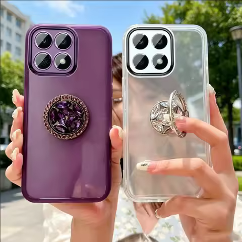 Clear Soft Silicone Lens Protection Case For Xiaomi 15T Pro 17T Pro Candy Color Diamond Ring Holder 
