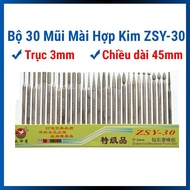 Bộ 30 mũi khoan mài đá độ mịn 150 mũi mài kim cương zsy trục 3mm mũi mài kính - mũi mài đá