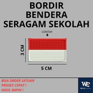 MERAH Embroidery | Red and White Flag Bet 3cm x 5cm