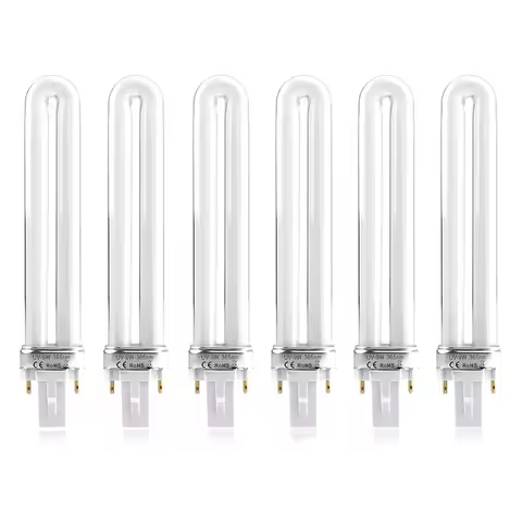 LICE-6 Pack Replacement 9W Electronical U-Shaped 365Nm UV Lamp Bulb Tube For Nail Art Dryer Light–No