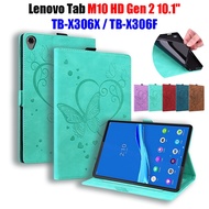Tablet Case for Lenovo Tab M10 HD 2nd Gen TB-X306X TB-X306F M10 HD (2nd Gen) Fashionable 3D Butterfly Pattern Magnetic Flip PU Leather Stand Wallet Style Cover